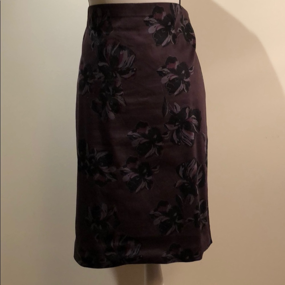 Plum and black floral skirt